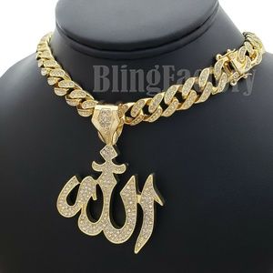 Muslim Allah Pendant 18 Full Iced Cuban 